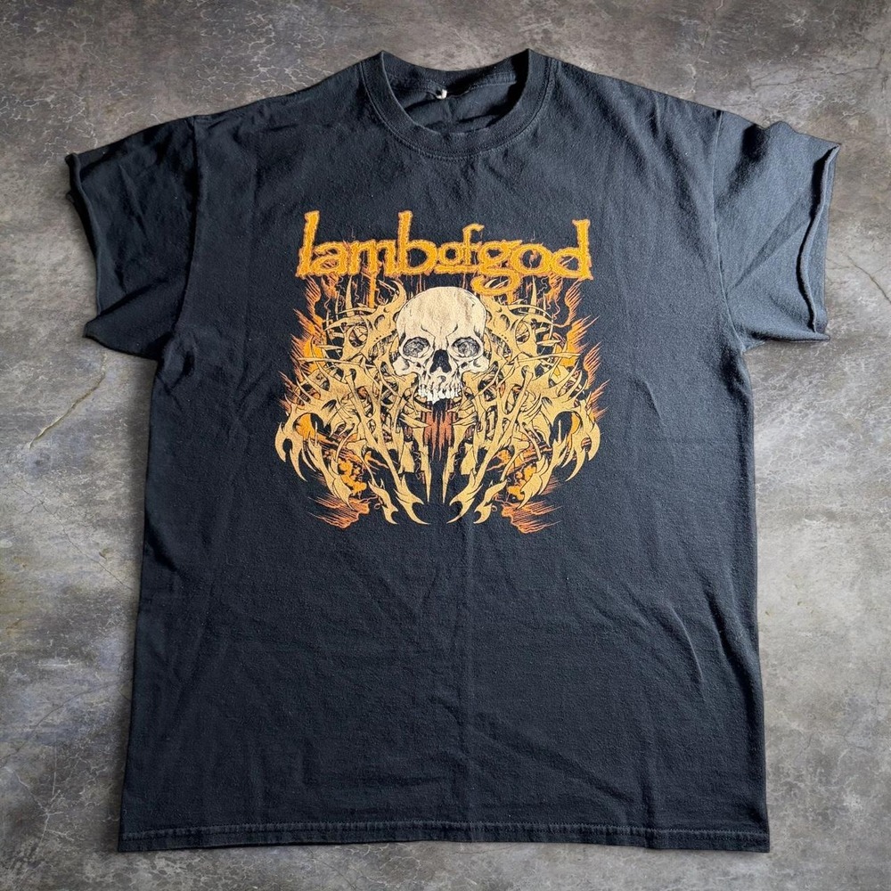 Lamb of God Resolution 2012 Tour Shirt Orange Skull Graphic Black Mens M